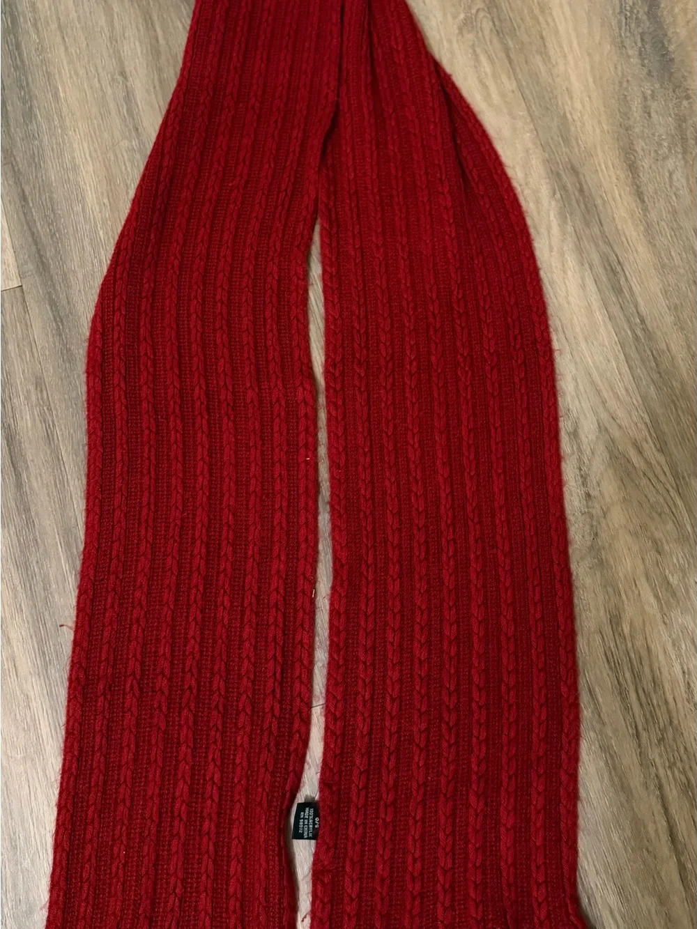 Ladies Beanie, Scarf & Mitten Set in Garnet and Cream